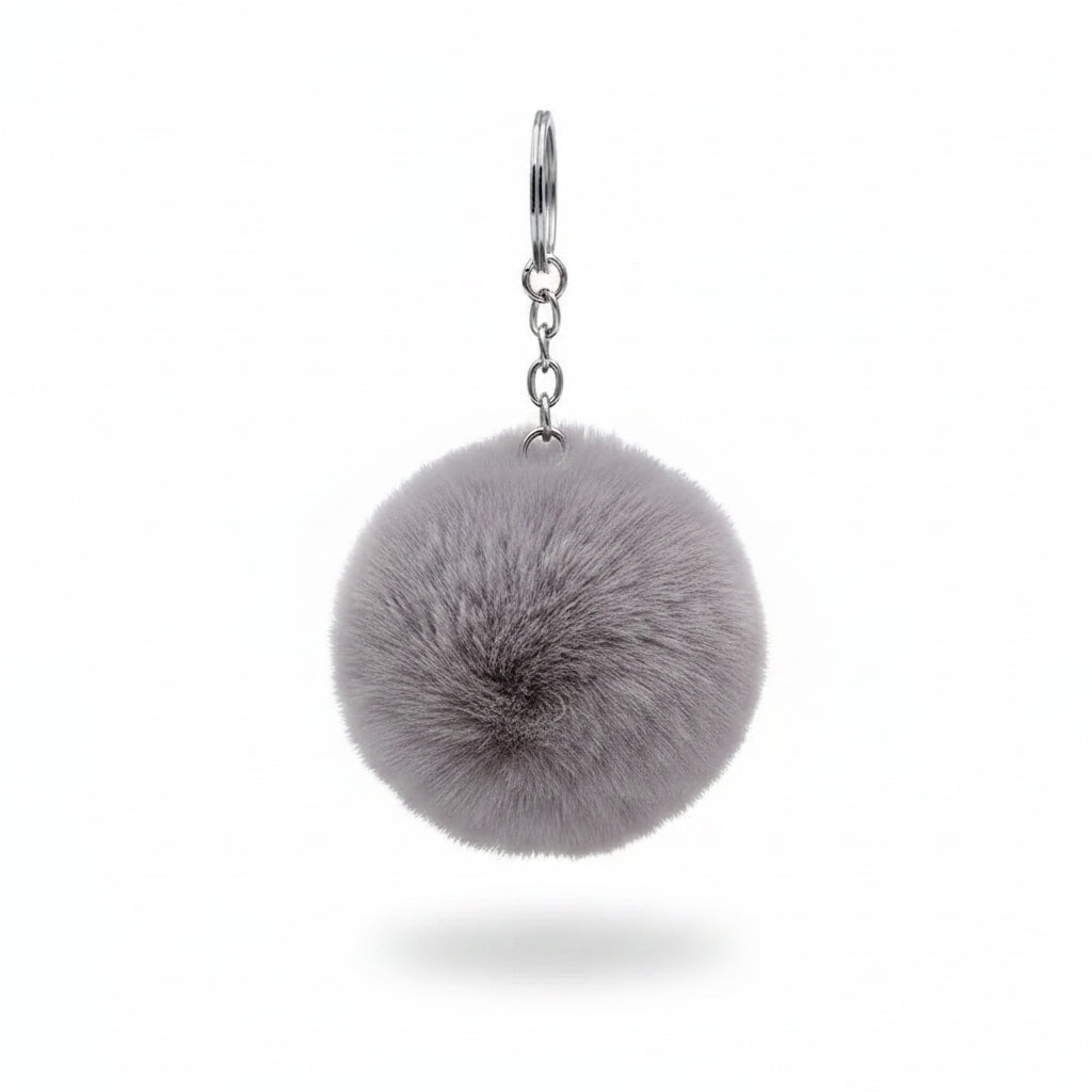 Porte-clés | Peluche pompon | Sivalc Gris