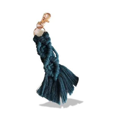 Porte-clés | Accessoire en tissu macramé | Sivalc Bleu foncé