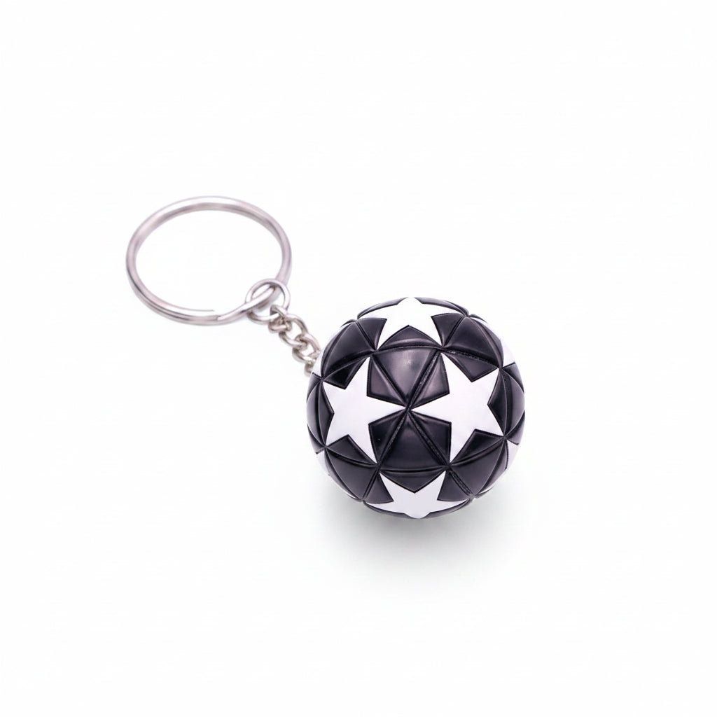 Porte-clÃ©s | Ballon de football Ligue des champions UEFA - Finale étoilée (noir & blanc) | Sivalc