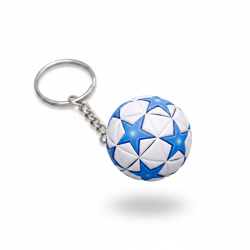 Porte-clÃ©s | Ballon de football Ligue des champions UEFA - Finale étoilée (blanc & bleu) | Sivalc