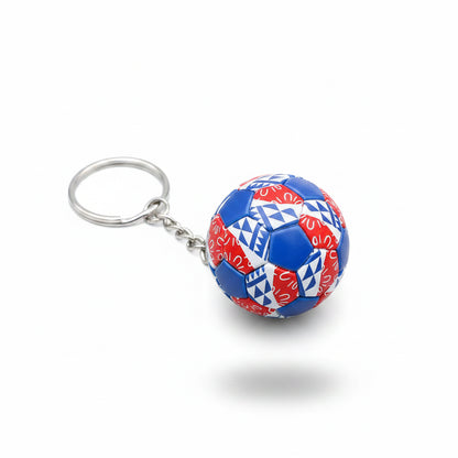 Porte-clÃ©s | Ballon de football Graphisme hexagonal partagé — bleu, blanc et rouge | Sivalc