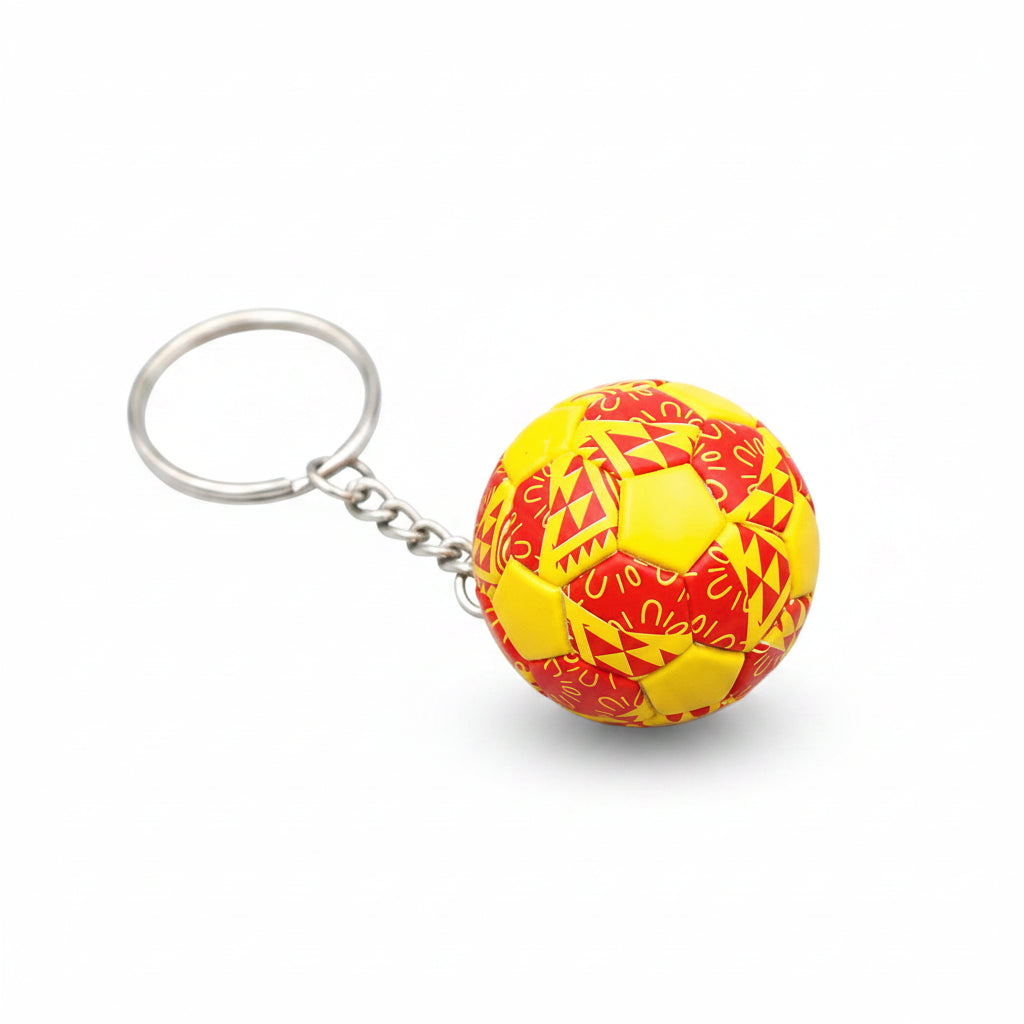 Porte-clÃ©s | Ballon de football Graphisme hexagonal partagé — rouge et jaune | Sivalc