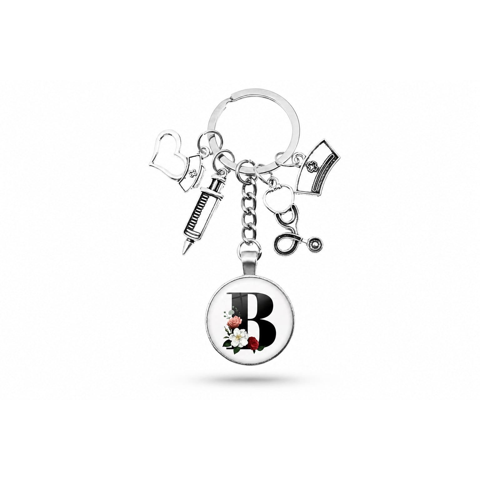 Porte-clés Cabochon Infirmière Initiale | Sivalc B
