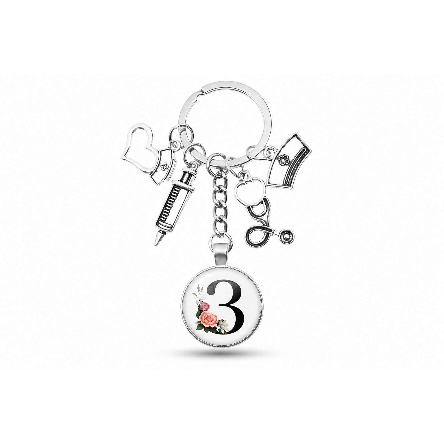 Porte-clés Cabochon Infirmière Initiale | Sivalc C
