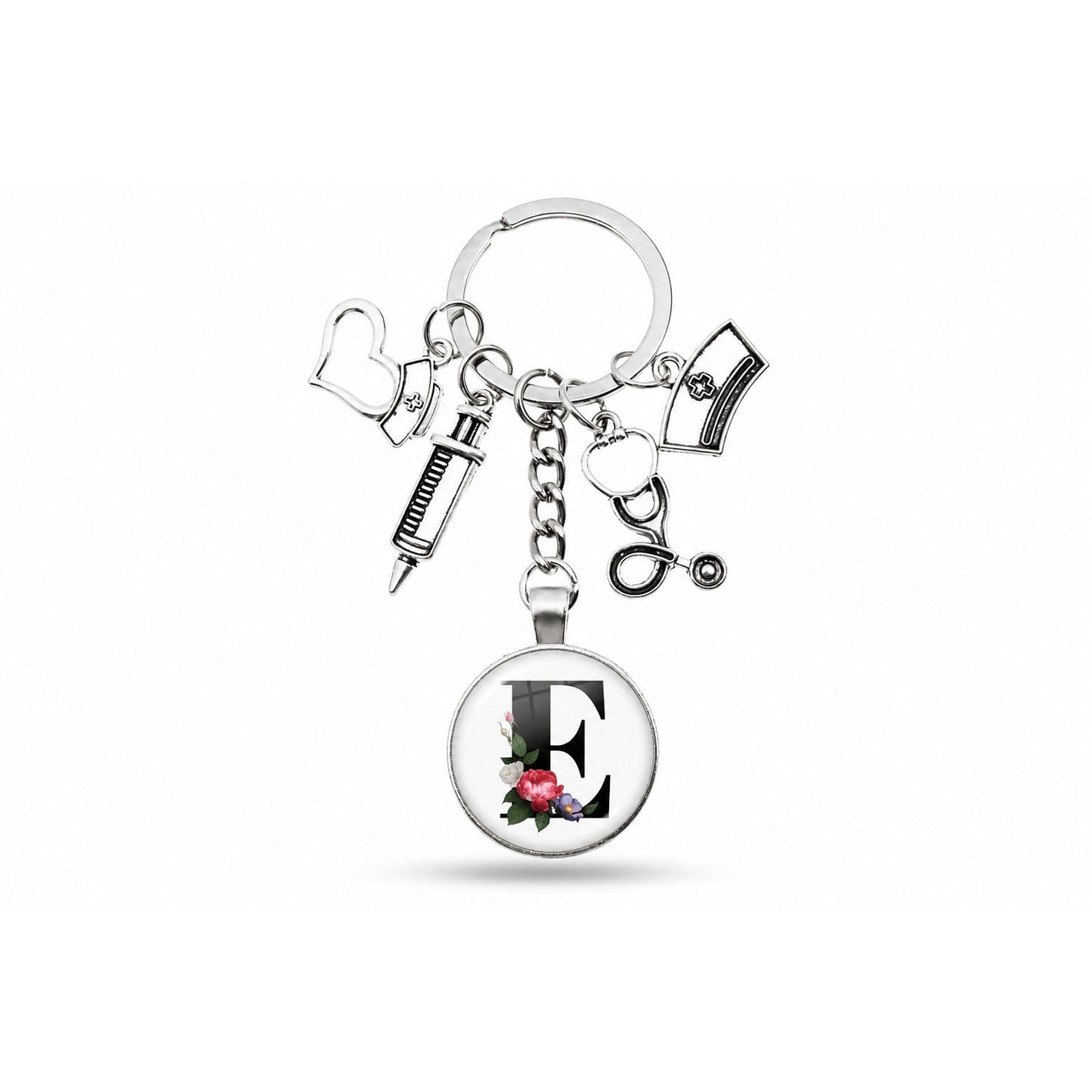 Porte-clés Cabochon Infirmière Initiale | Sivalc E