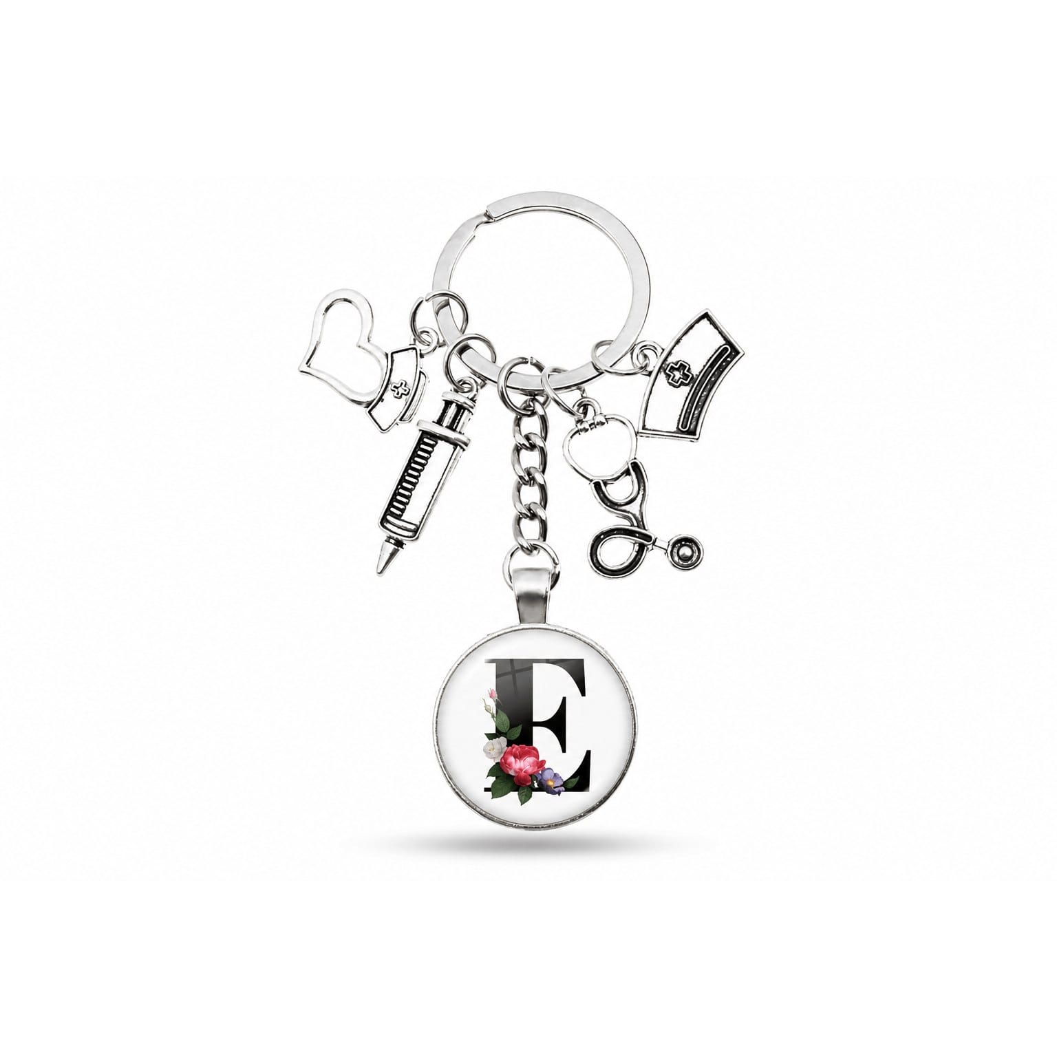 Porte-clés Cabochon Infirmière Initiale | Sivalc E