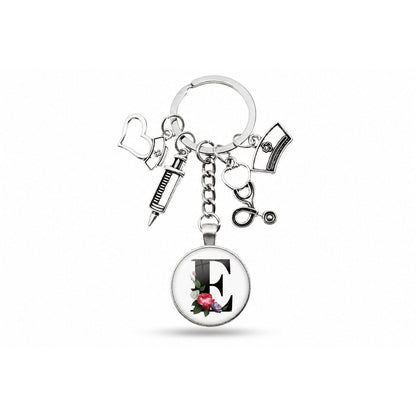Porte-clés Cabochon Infirmière Initiale | Sivalc E