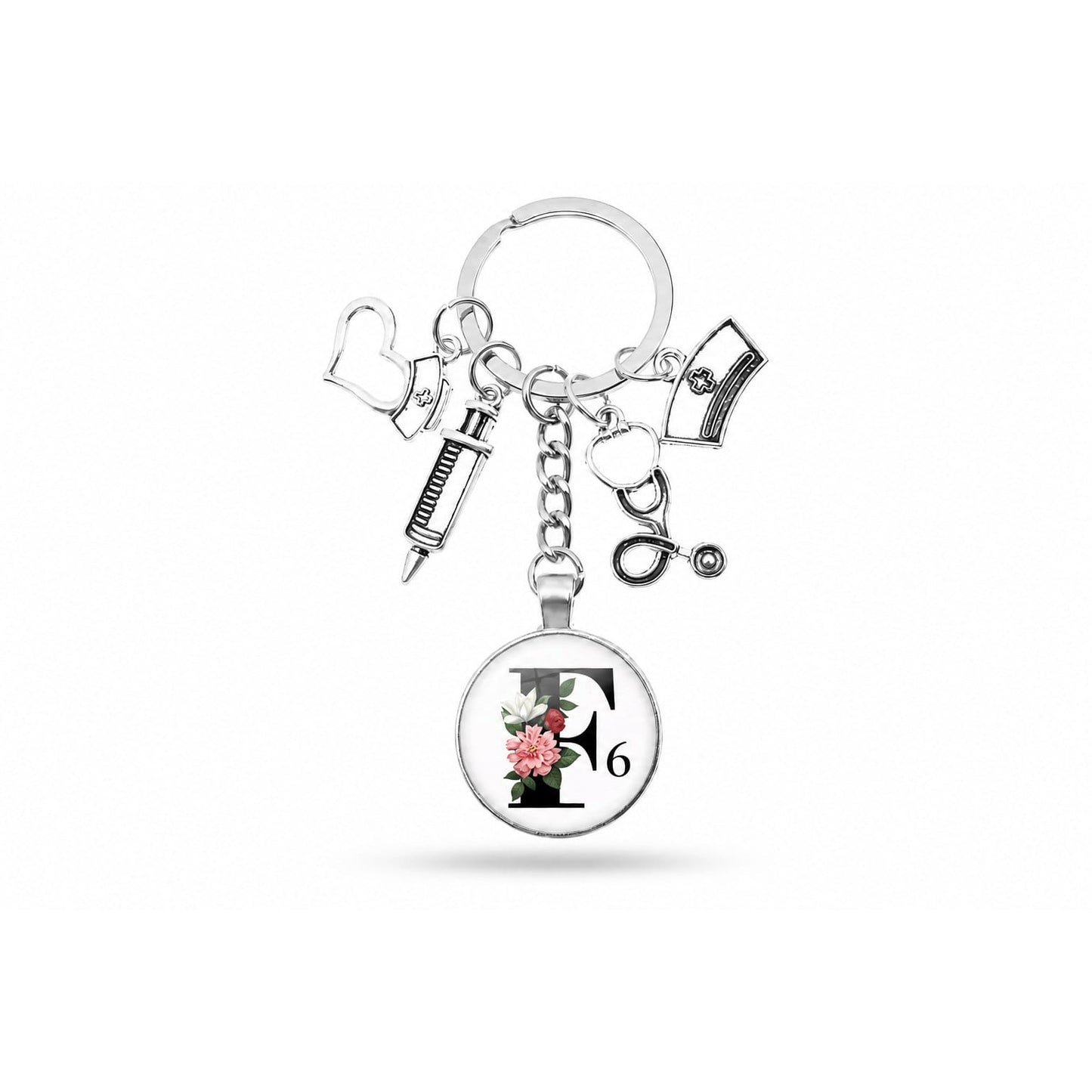 Porte-clés Cabochon Infirmière Initiale | Sivalc F