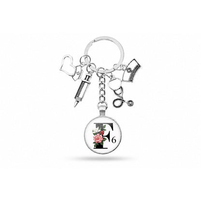 Porte-clés Cabochon Infirmière Initiale | Sivalc F