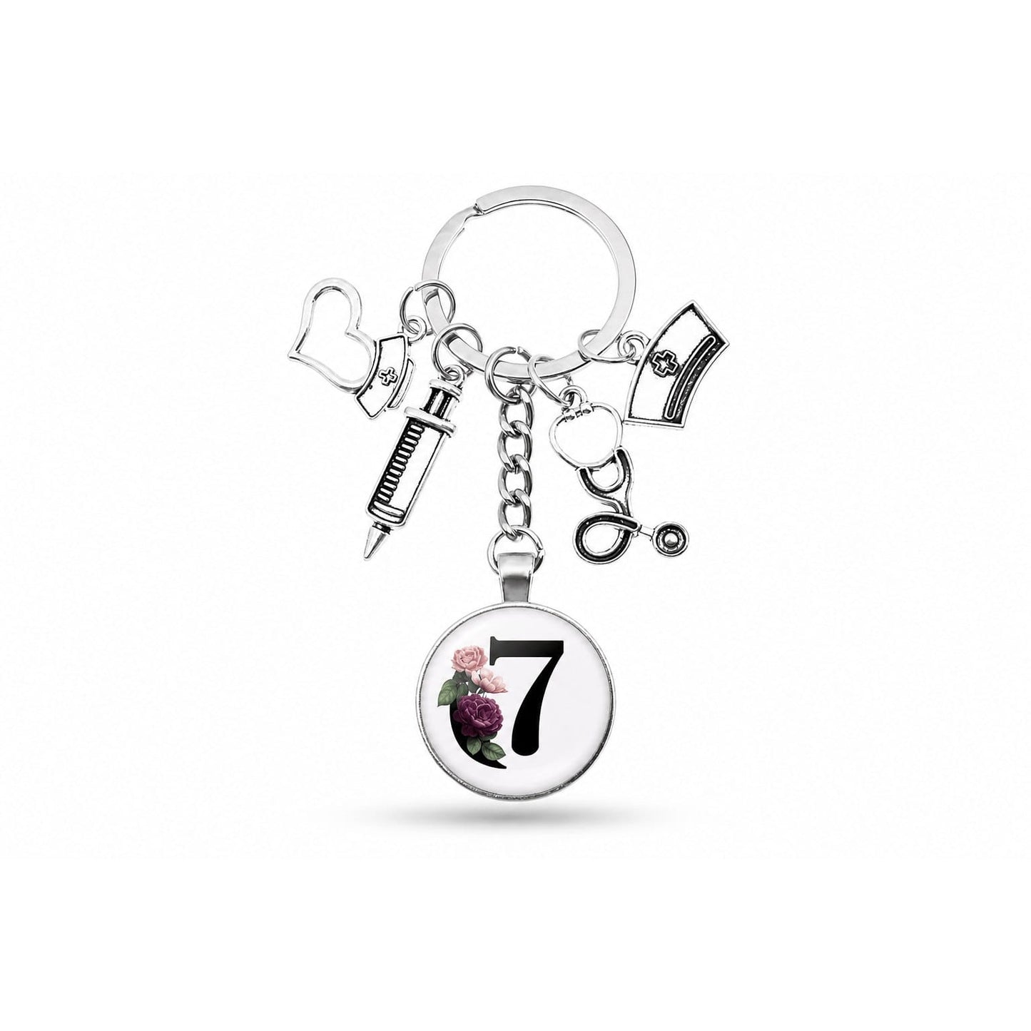 Porte-clés Cabochon Infirmière Initiale | Sivalc G