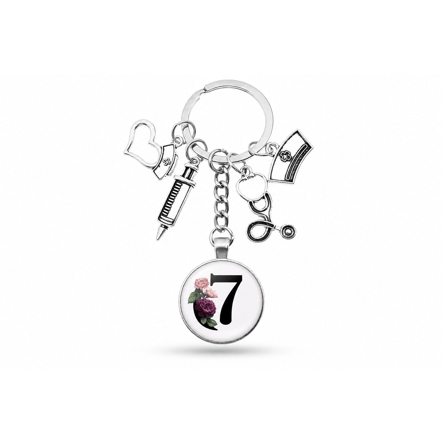 Porte-clés Cabochon Infirmière Initiale | Sivalc G