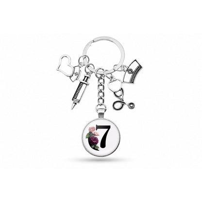 Porte-clés Cabochon Infirmière Initiale | Sivalc G