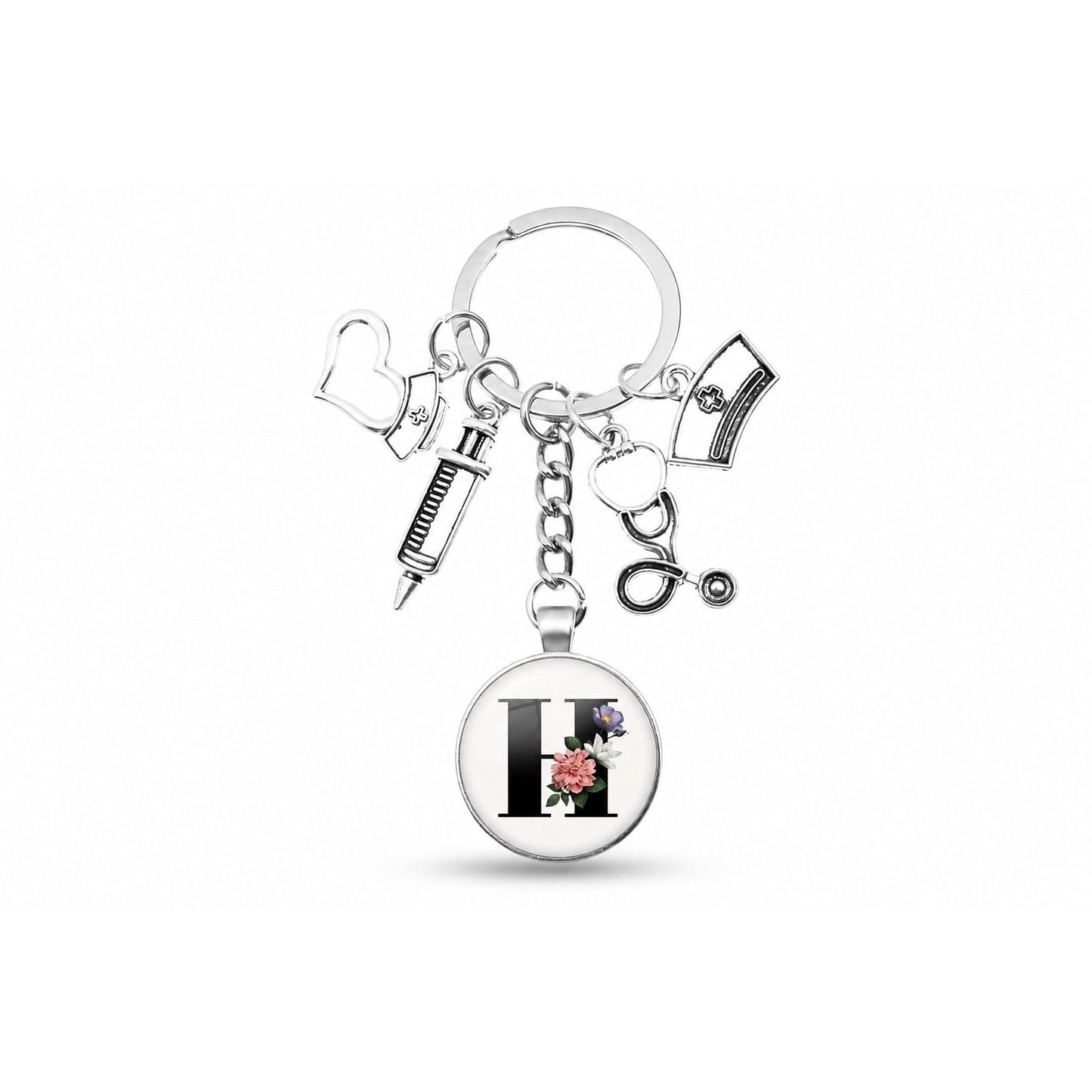 Porte-clés Cabochon Infirmière Initiale | Sivalc H