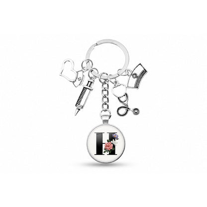 Porte-clés Cabochon Infirmière Initiale | Sivalc H