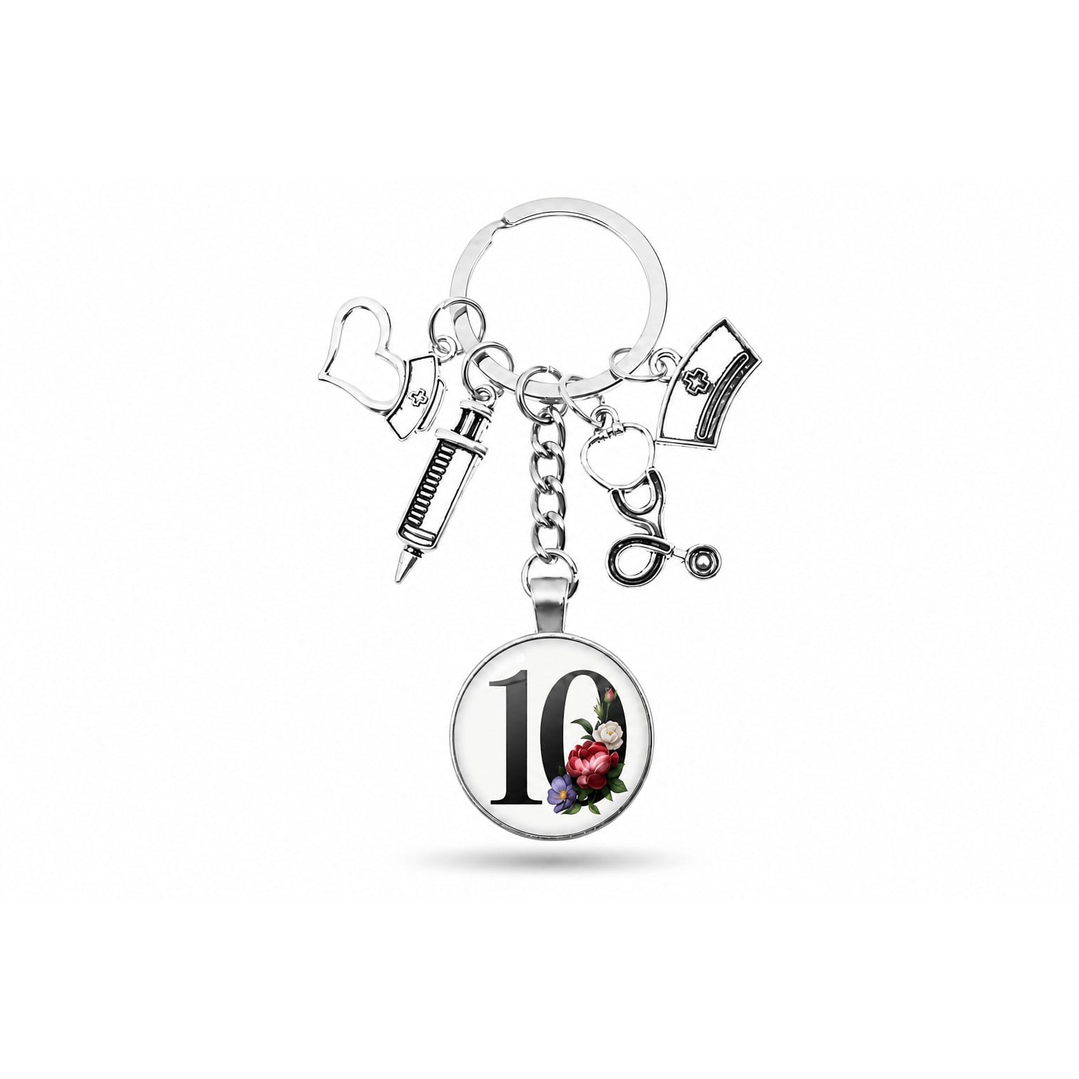 Porte-clés Cabochon Infirmière Initiale | Sivalc J