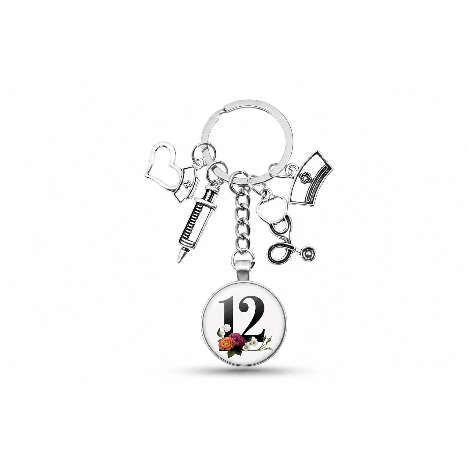 Porte-clés Cabochon Infirmière Initiale | Sivalc L