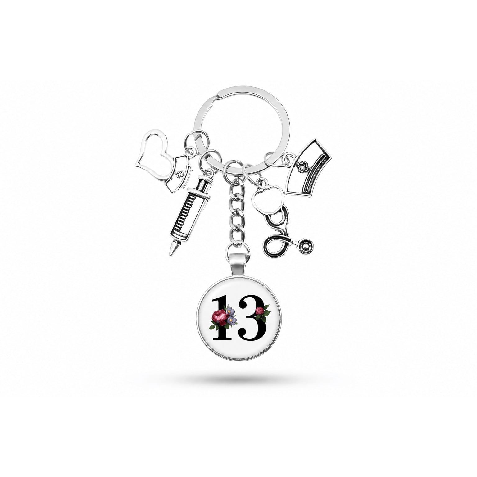 Porte-clés Cabochon Infirmière Initiale | Sivalc M