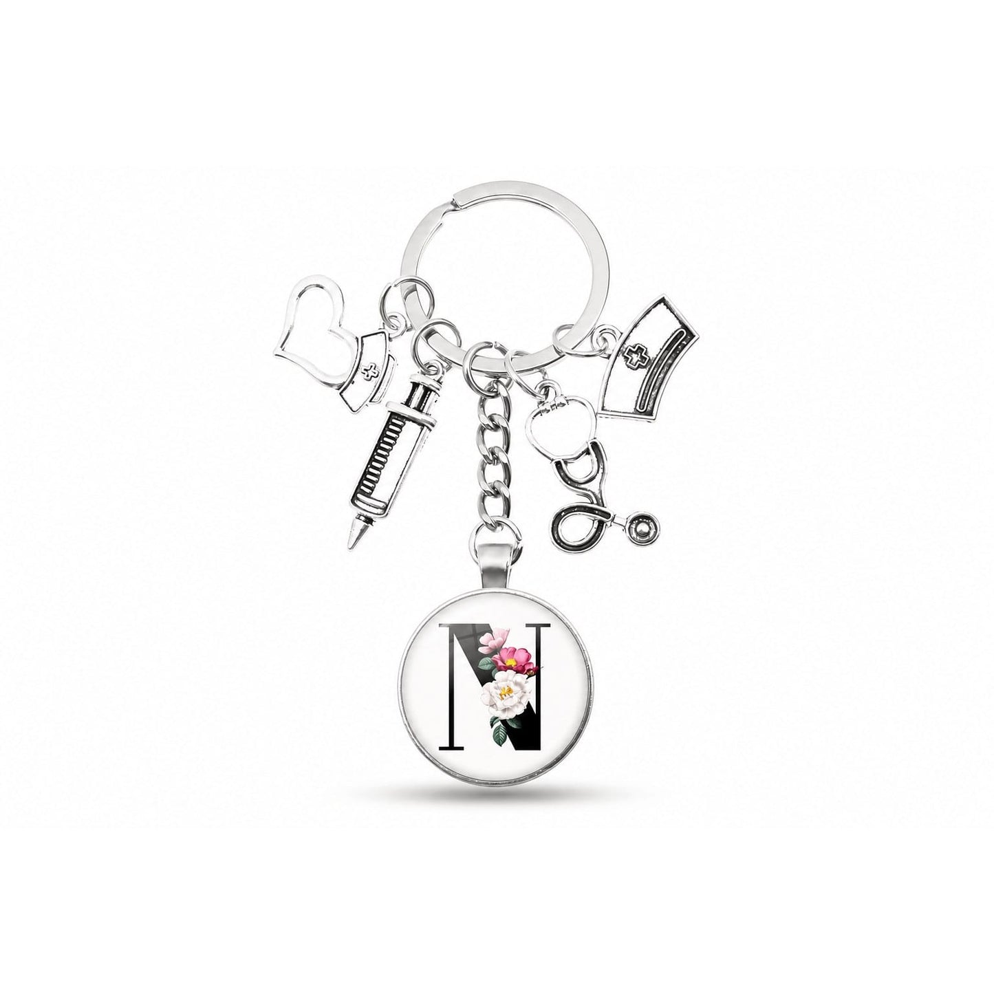 Porte-clés Cabochon Infirmière Initiale | Sivalc N