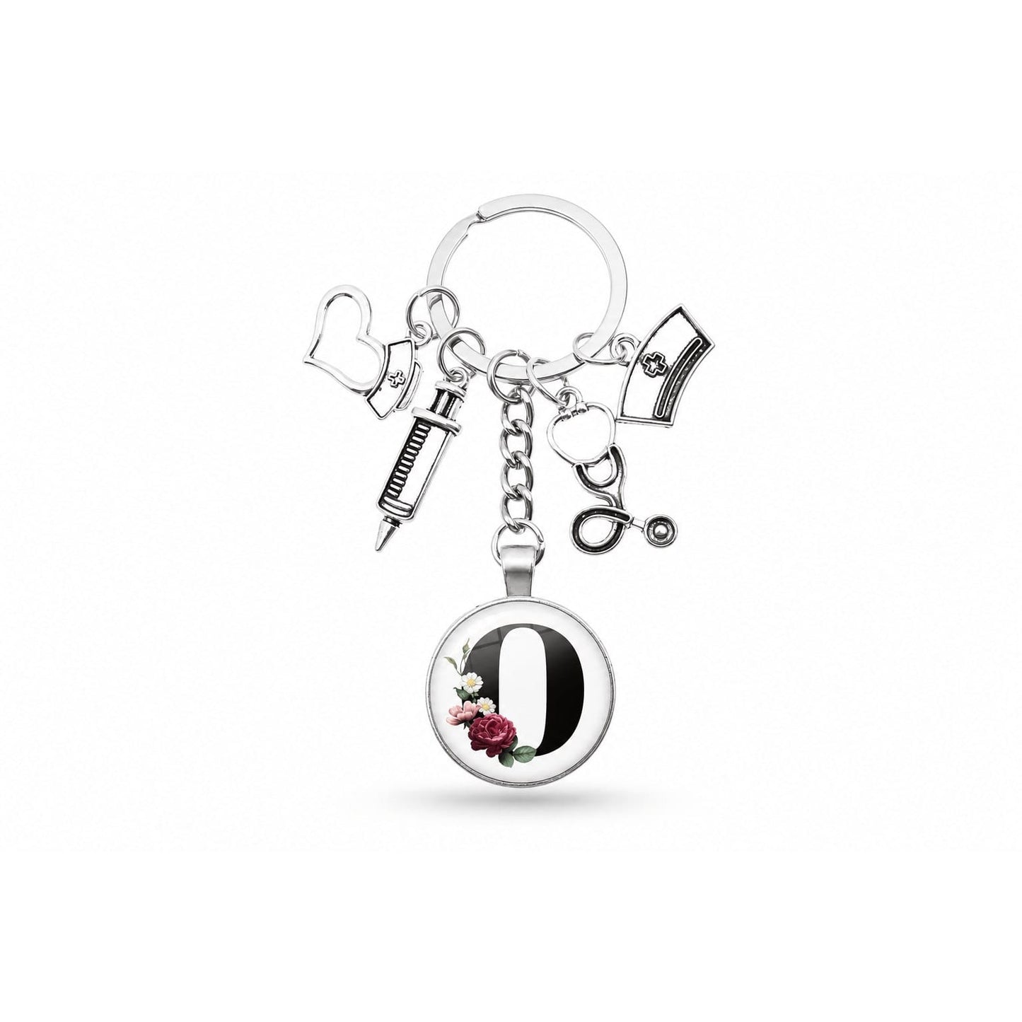 Porte-clés Cabochon Infirmière Initiale | Sivalc O
