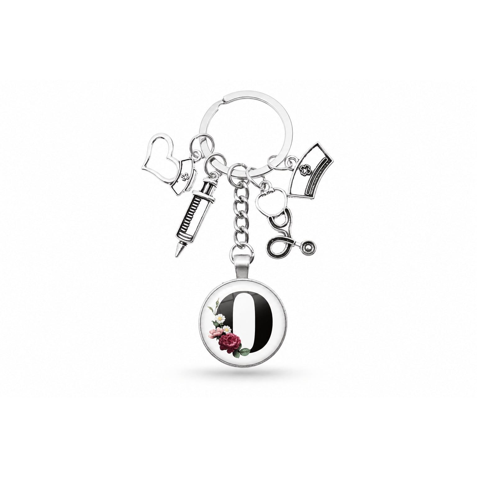 Porte-clés Cabochon Infirmière Initiale | Sivalc O