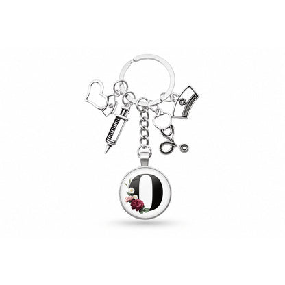 Porte-clés Cabochon Infirmière Initiale | Sivalc O