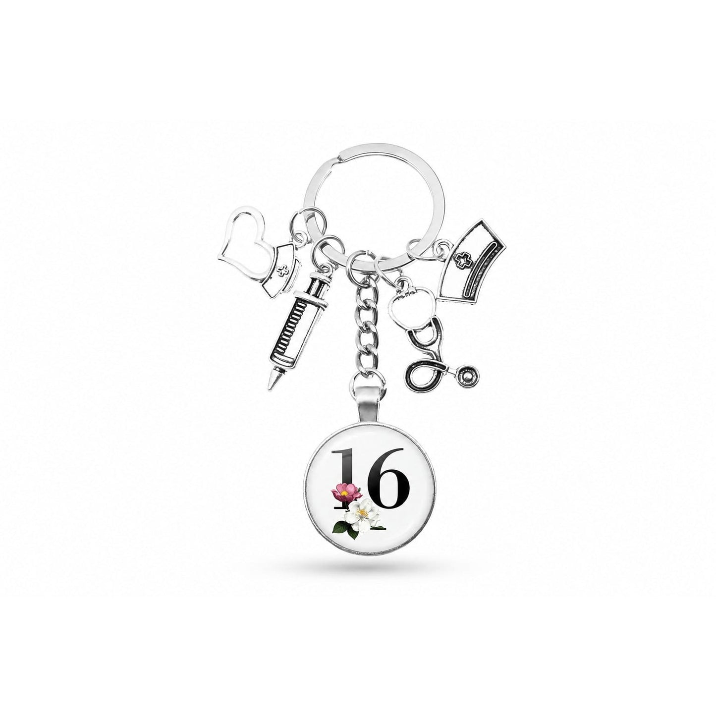 Porte-clés Cabochon Infirmière Initiale | Sivalc P