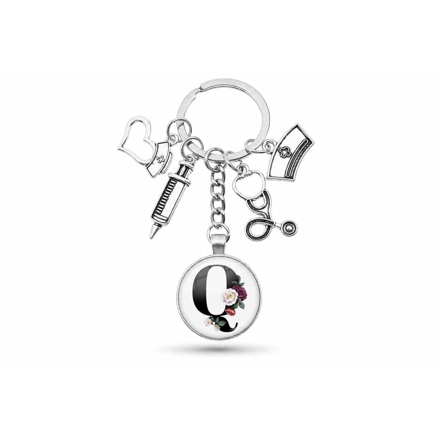 Porte-clés Cabochon Infirmière Initiale | Sivalc Q