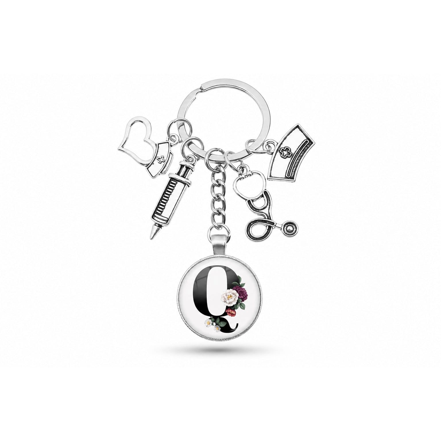 Porte-clés Cabochon Infirmière Initiale | Sivalc Q
