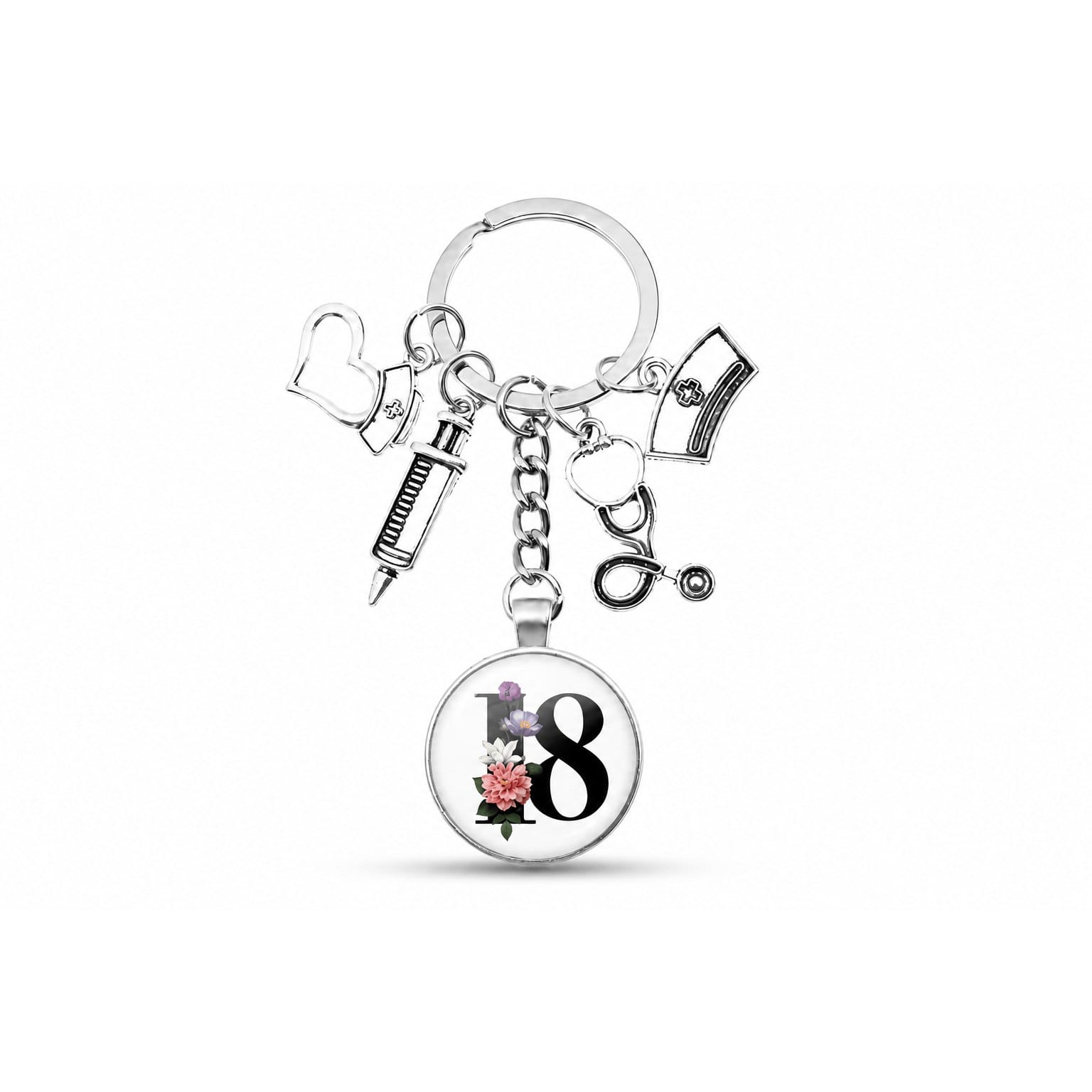 Porte-clés Cabochon Infirmière Initiale | Sivalc R