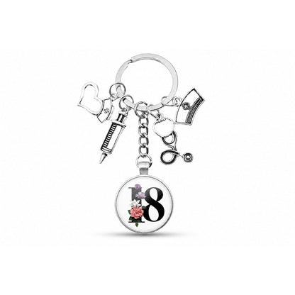 Porte-clés Cabochon Infirmière Initiale | Sivalc R