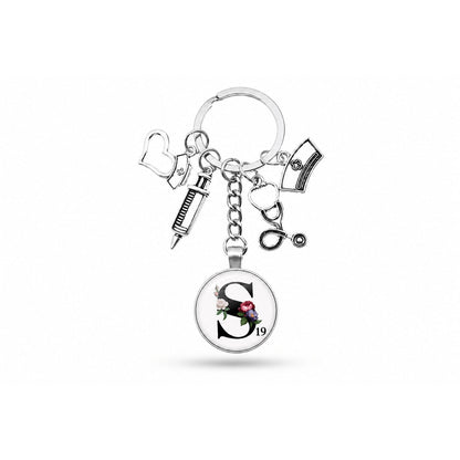 Porte-clés Cabochon Infirmière Initiale | Sivalc S
