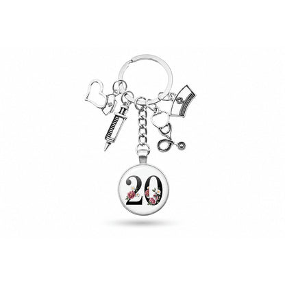 Porte-clés Cabochon Infirmière Initiale | Sivalc T