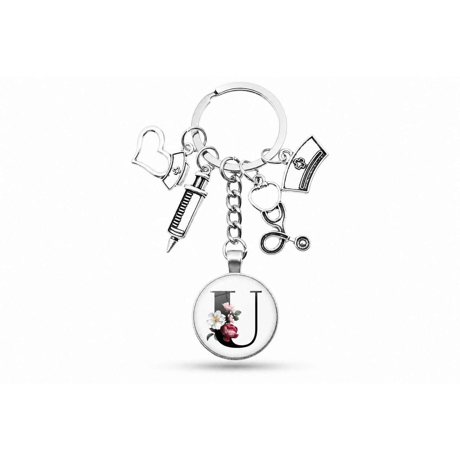 Porte-clés Cabochon Infirmière Initiale | Sivalc U