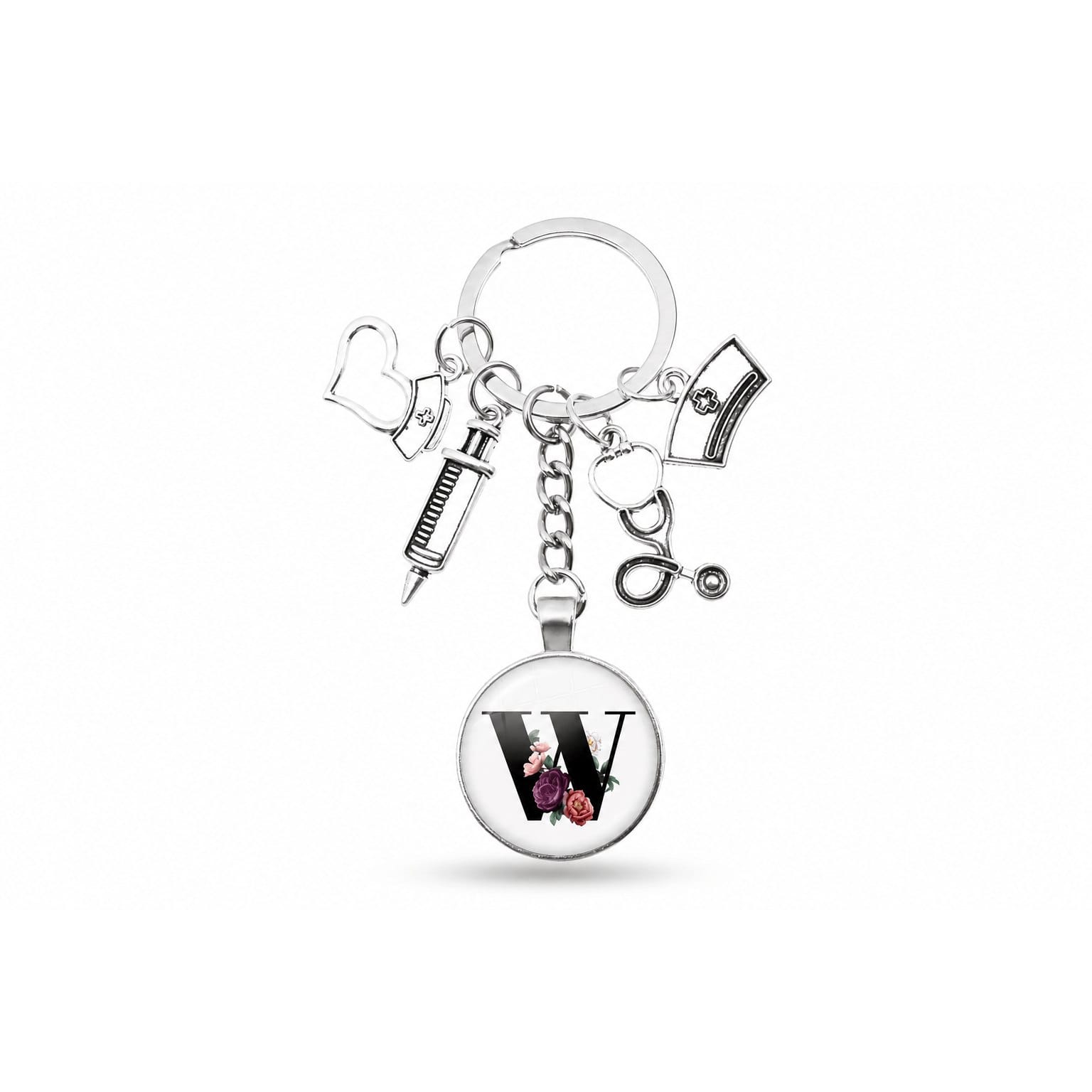 Porte-clés Cabochon Infirmière Initiale | Sivalc W
