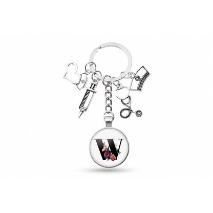 Porte-clés Cabochon Infirmière Initiale | Sivalc W