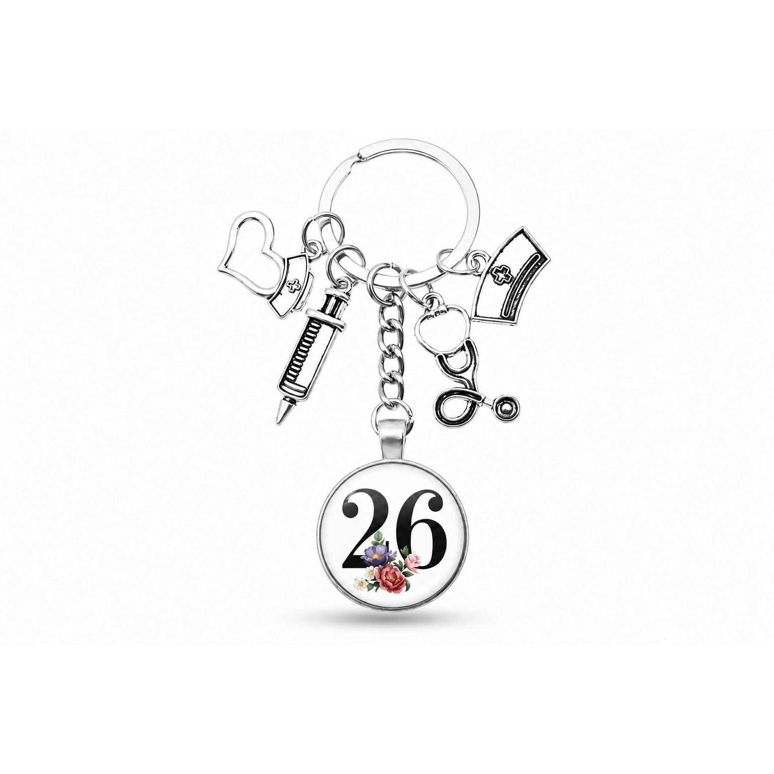 Porte-clés Cabochon Infirmière Initiale | Sivalc Z