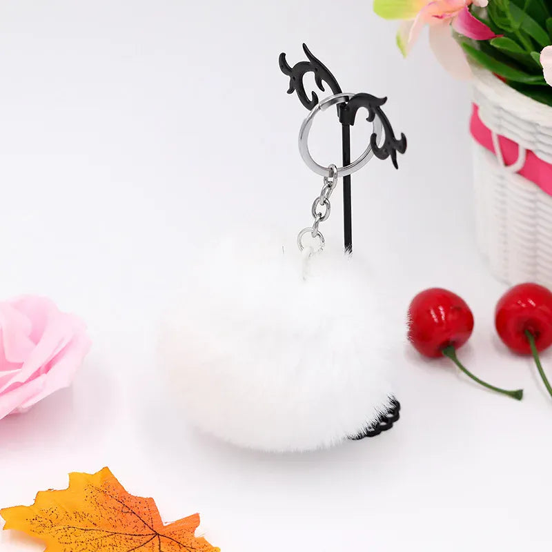 Porte-clés | Peluche pompon | Sivalc Blanc