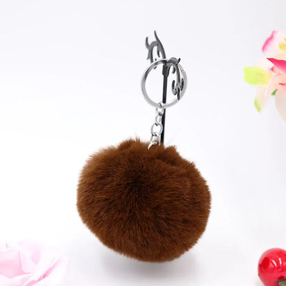 Porte-clés | Peluche pompon | Sivalc Marron