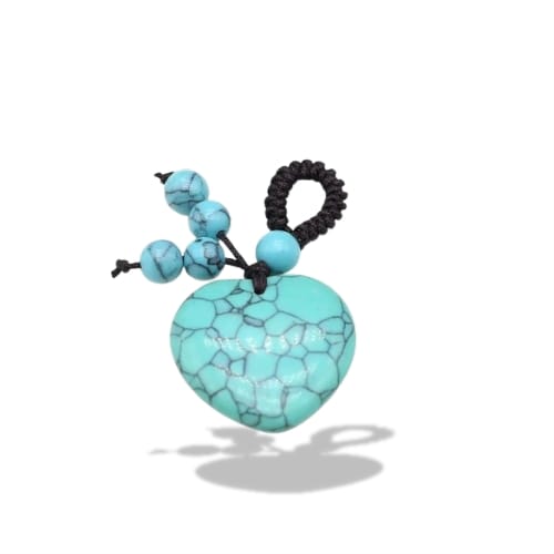 Porte-clés | Pierre naturelle cœur petite Bleue turquoise | Sivalc