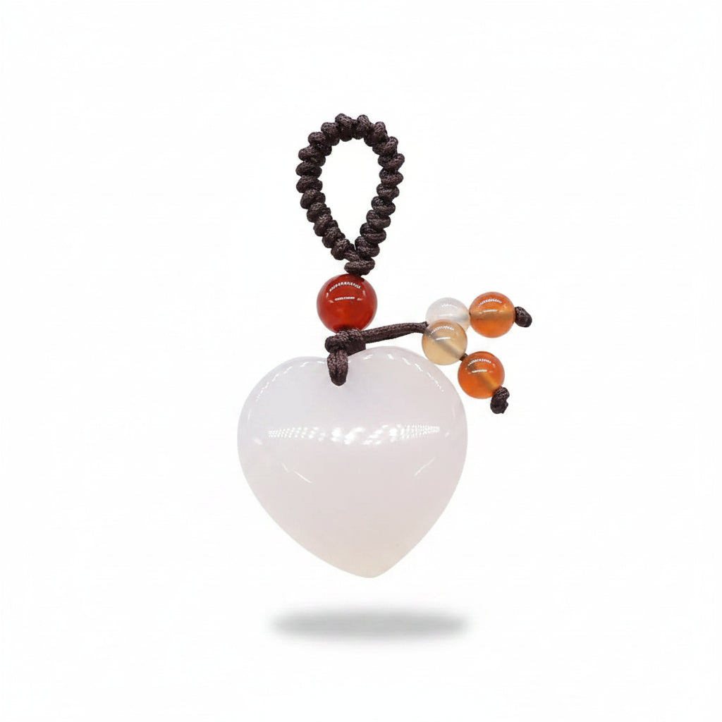 Porte-clés | Pierre précieuse cœur Agate blanche | Sivalc