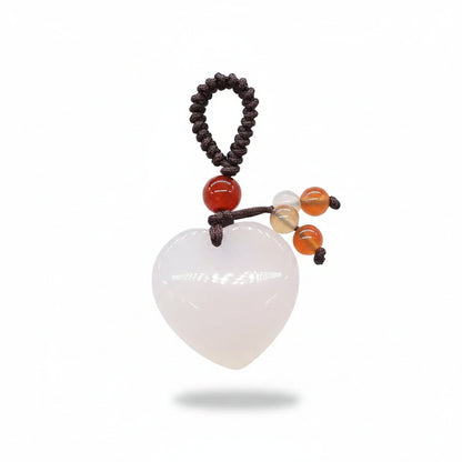 Porte-clés | Pierre précieuse cœur Agate blanche | Sivalc