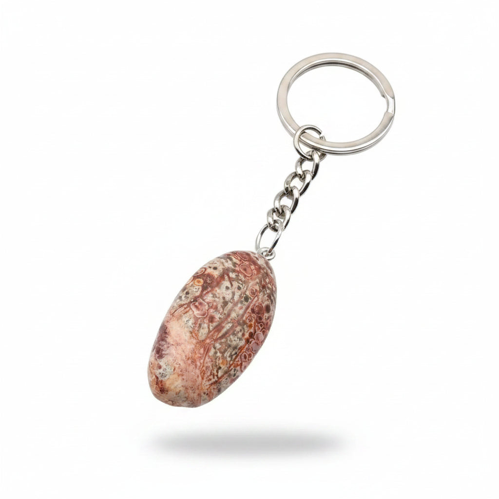 Porte-clés | Pierre précieuse taillée | Sivalc Coral Jade / 15x30-20x40mm