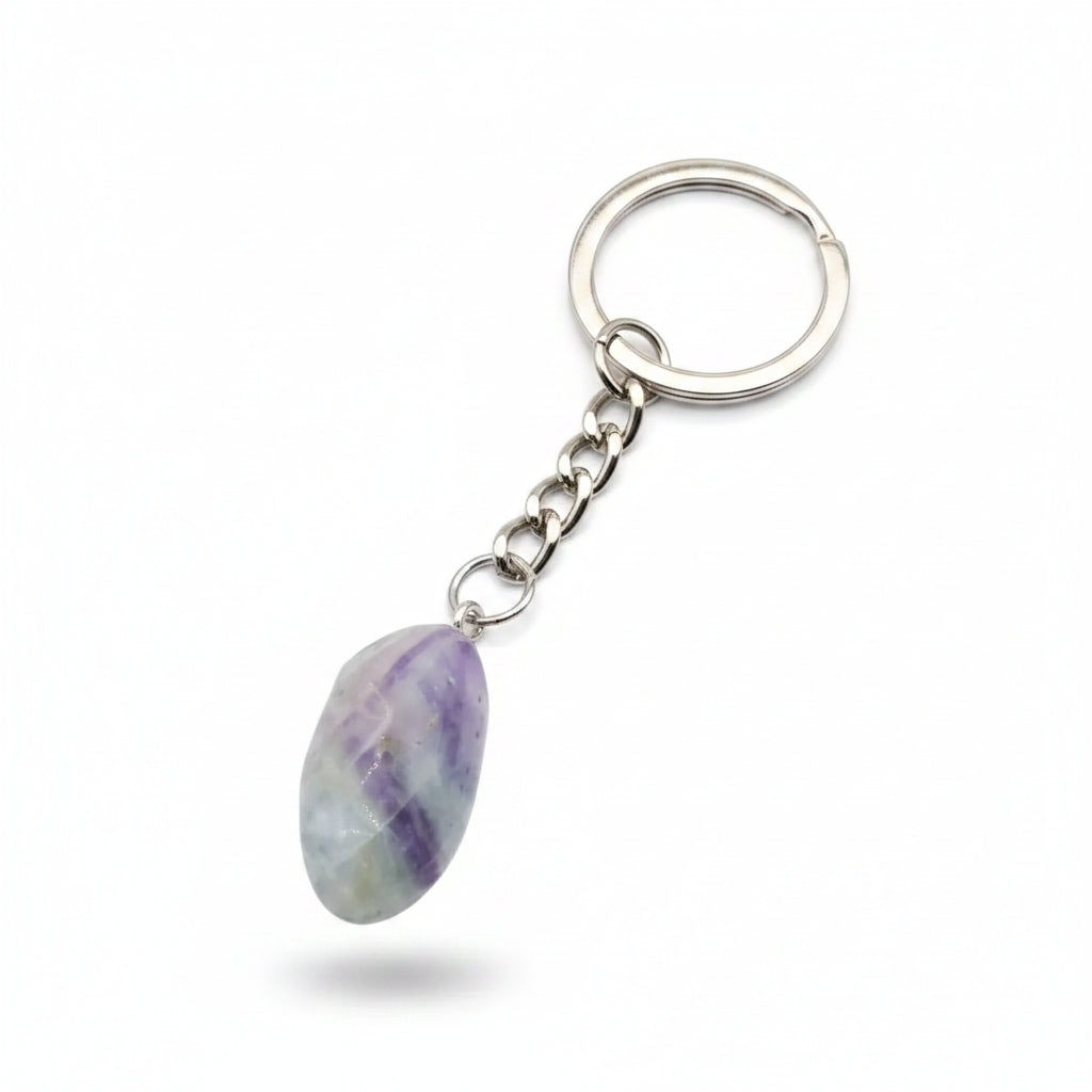 Porte-clés | Pierre précieuse taillée | Sivalc Fluorite / 15x30-20x40mm