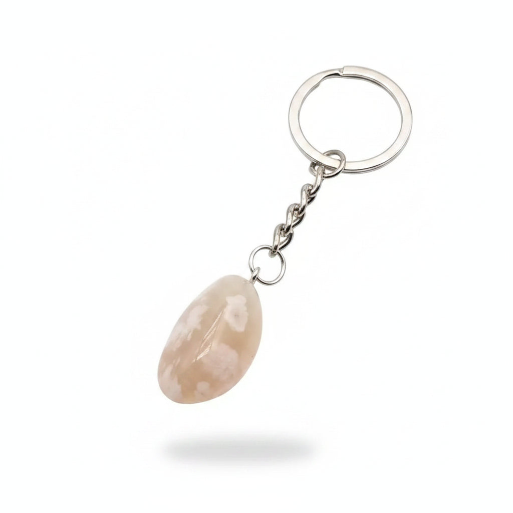 Porte-clés | Pierre précieuse taillée | Sivalc Sakura Agate / 15x30-20x40mm