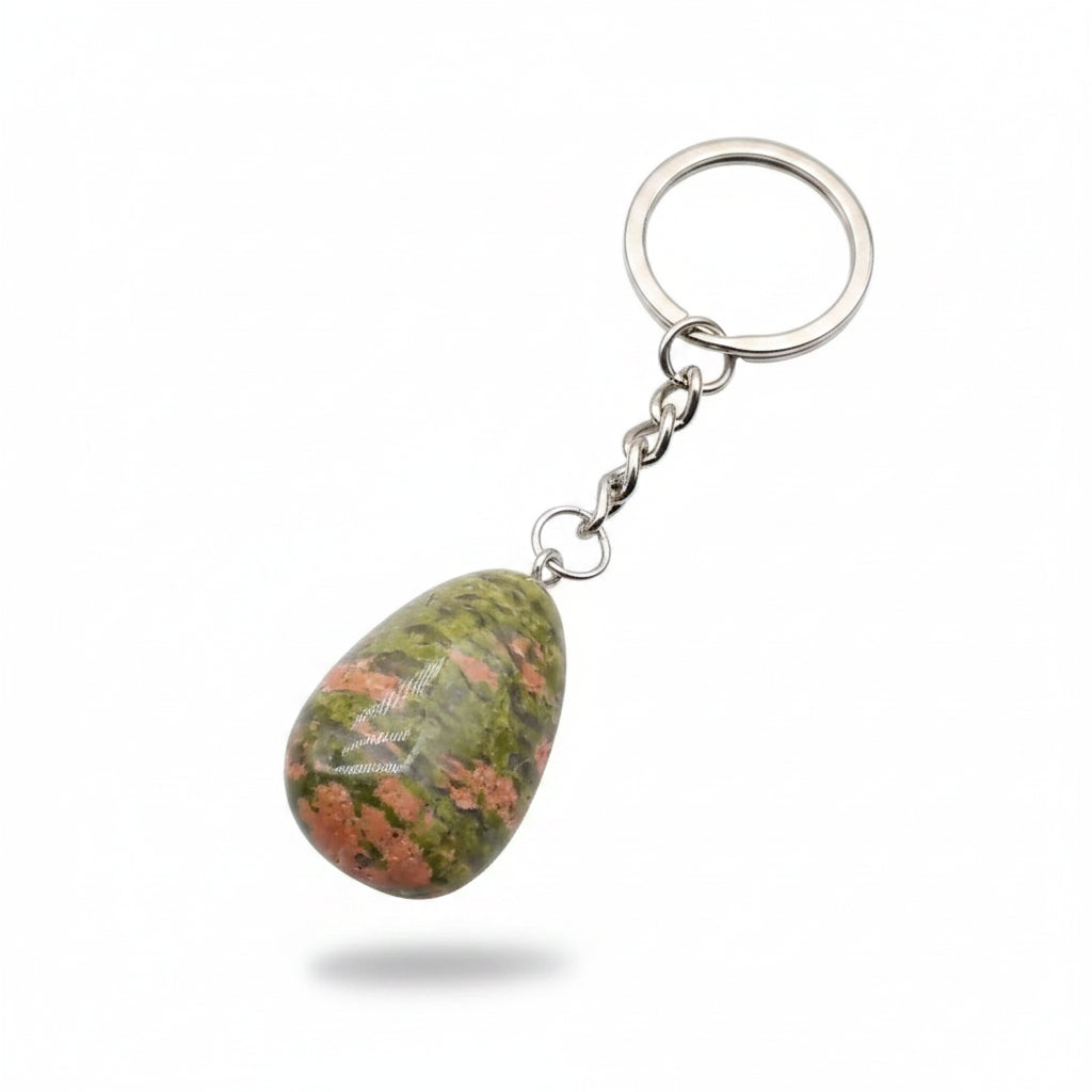 Porte-clés | Pierre précieuse taillée | Sivalc Unakite / 15x30-20x40mm