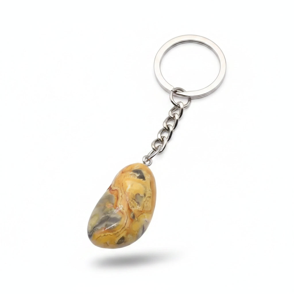 Porte-clés | Pierre précieuse taillée | Sivalc Yellow Striped Stone / 15x30-20x40mm