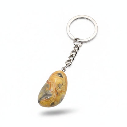 Porte-clés | Pierre précieuse taillée | Sivalc Yellow Striped Stone / 15x30-20x40mm
