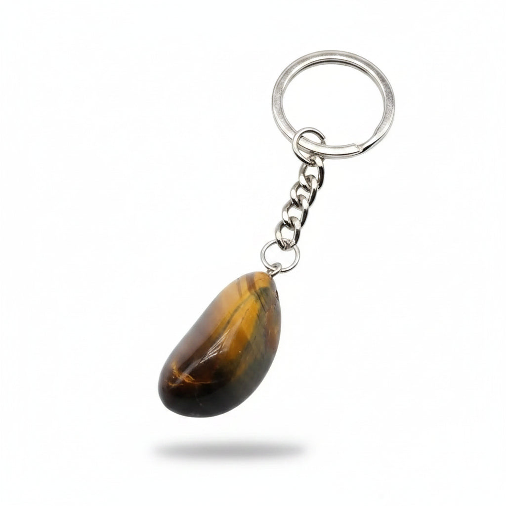 Porte-clés | Pierre précieuse taillée | Sivalc Yellow Tiger Eye / 15x30-20x40mm