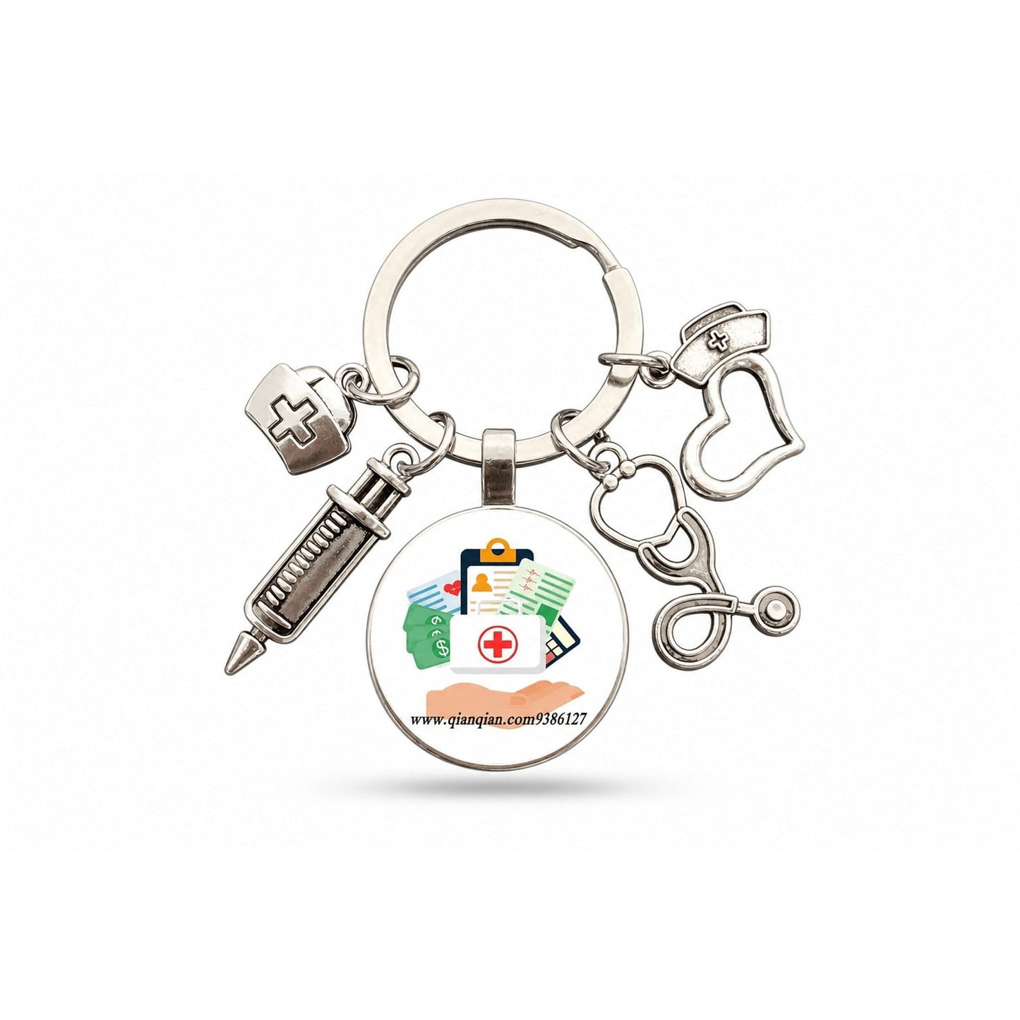 Porte-clés Stéthoscope Seringue Verre | Sivalc Assurance Médicale Main
