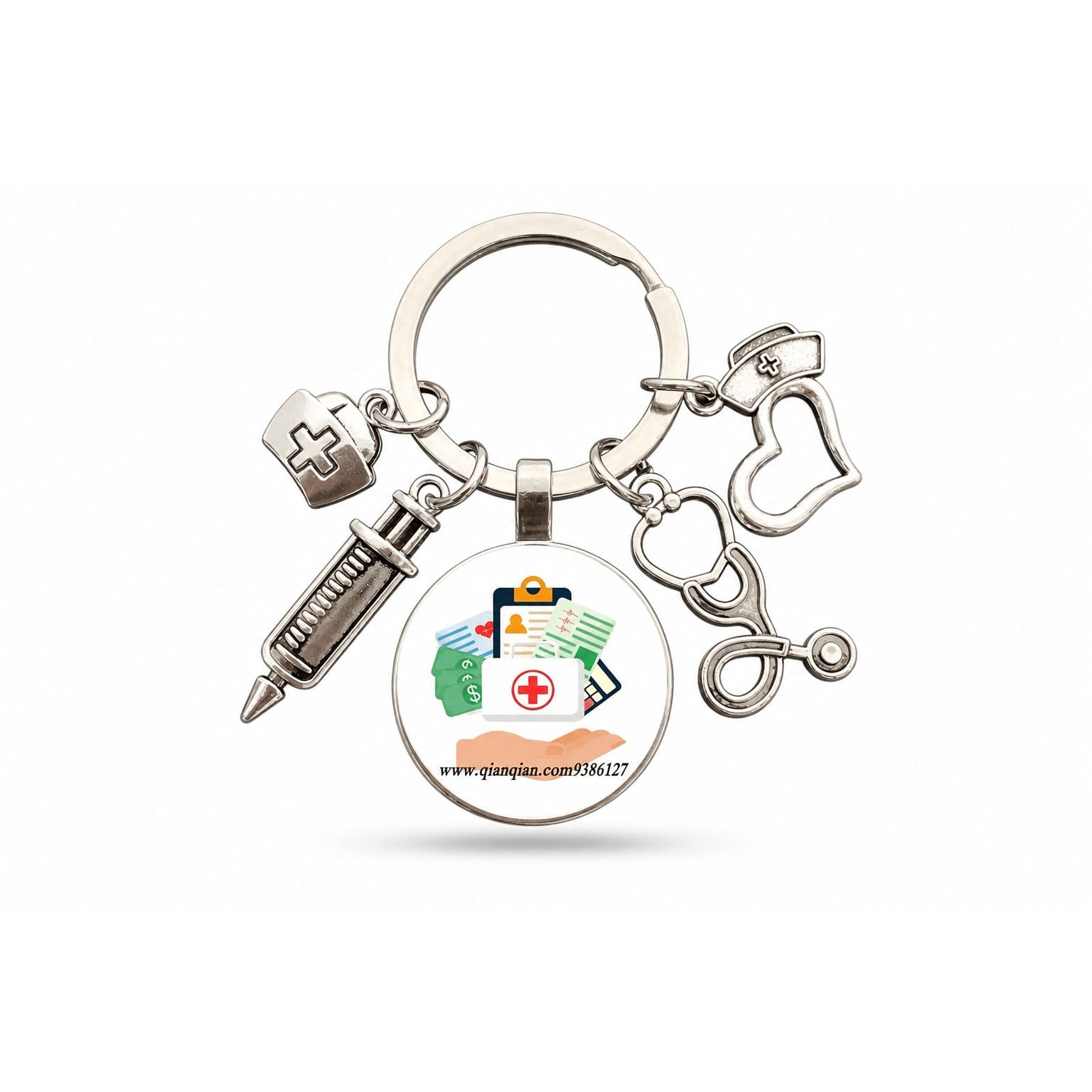 Porte-clés Stéthoscope Seringue Verre | Sivalc Assurance Médicale Main